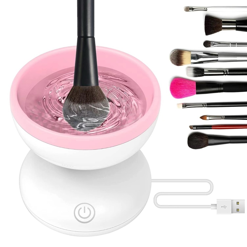 New Pink & White USB-Powered Electric Makeup Brush Cleaner
